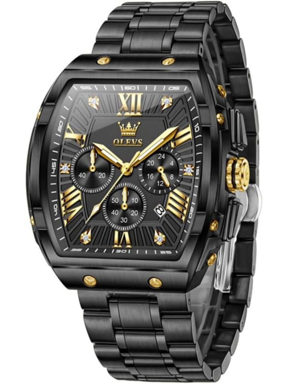 Luxury Men's Analog Quartz Watch - Waterproof Chronograph, Diamond Accents, Big